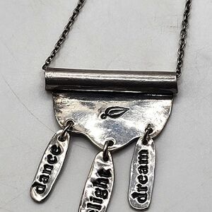 "5/$25" Silvertone Inspirational Bar Charm Slide Pendant Necklace